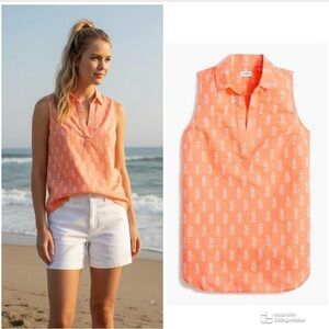 J. Crew Coral Pineapple Print Sleeveless Blouse​